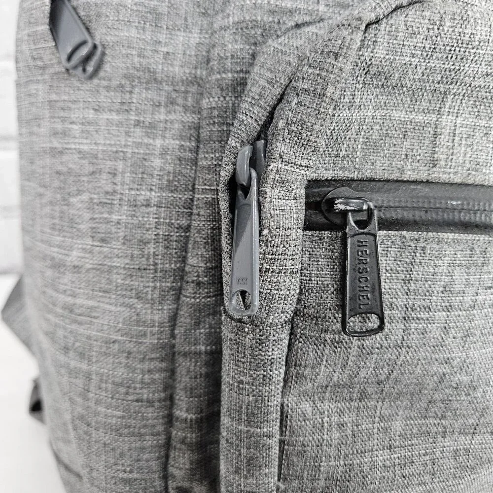 Herschel Grey Laptop Sleeve Multiple Pockets Organizer School Backpack Bag